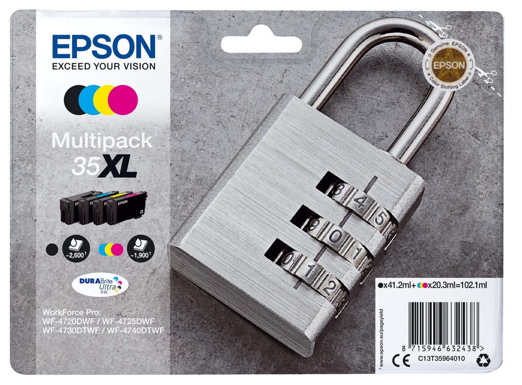 [170015441374] Epson Padlock Multipack 4-colours 35XL DURABrite Ultra Ink
