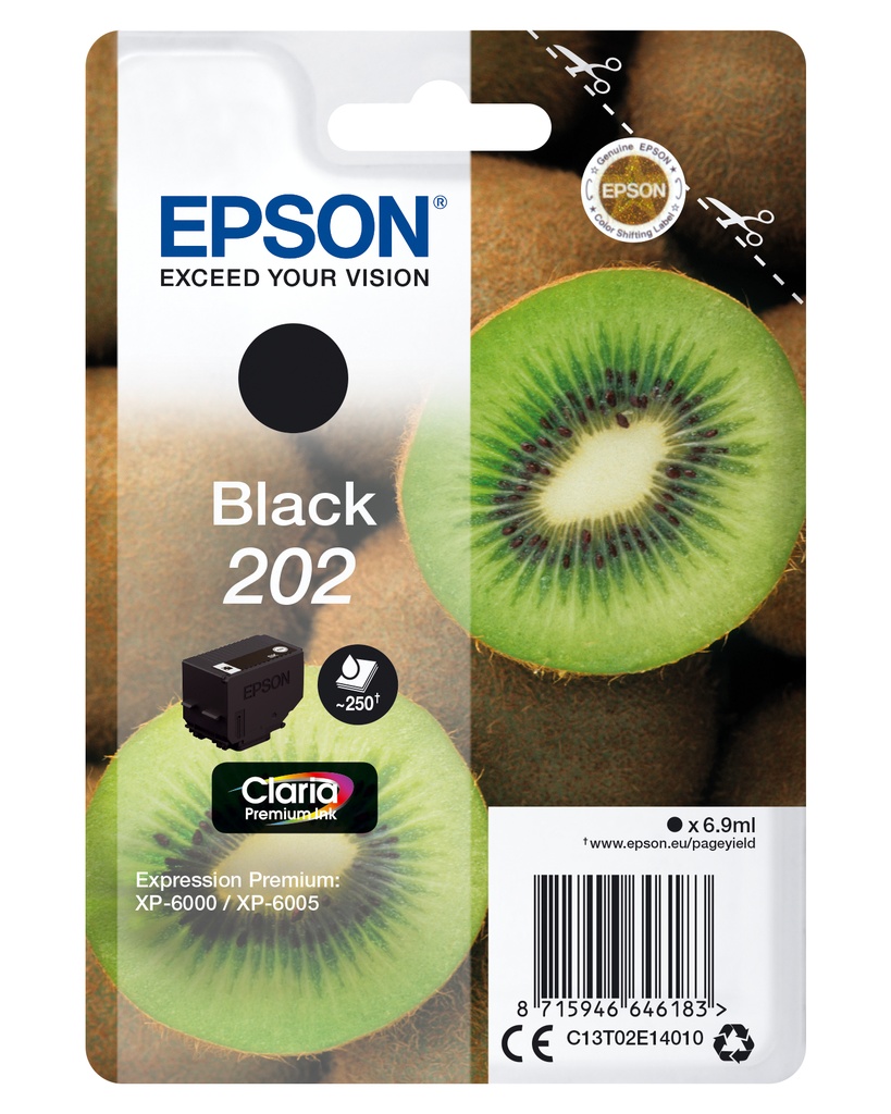 [170015441398] Epson Kiwi Singlepack Black 202 Claria Premium Ink