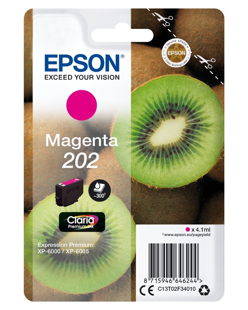 [170015441401] Epson Kiwi Singlepack Magenta 202 Claria Premium Ink