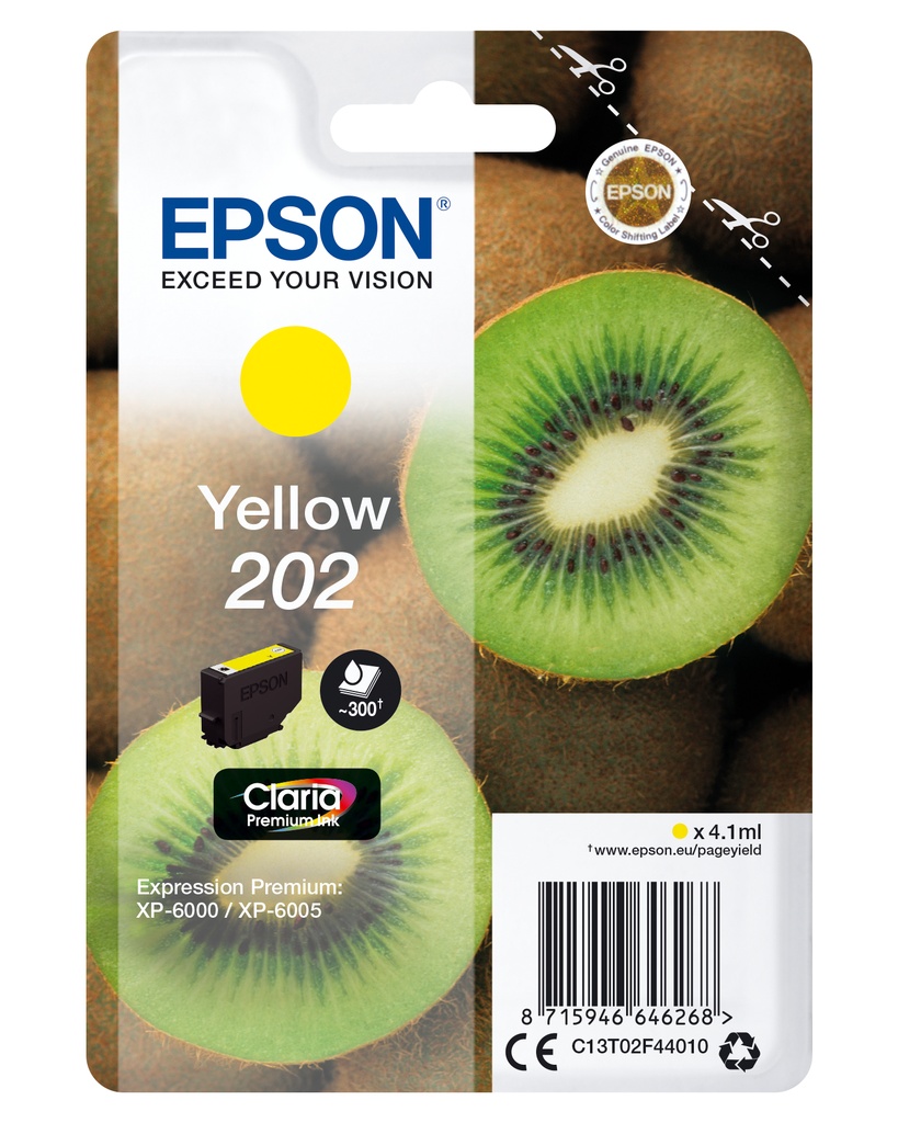 [170015441402] Epson Kiwi Singlepack Yellow 202 Claria Premium Ink