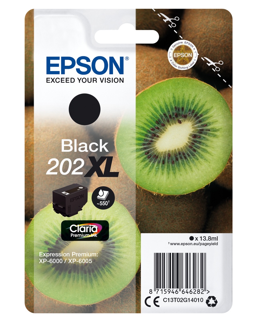 [170015441404] Epson Kiwi Singlepack Black 202XL Claria Premium Ink