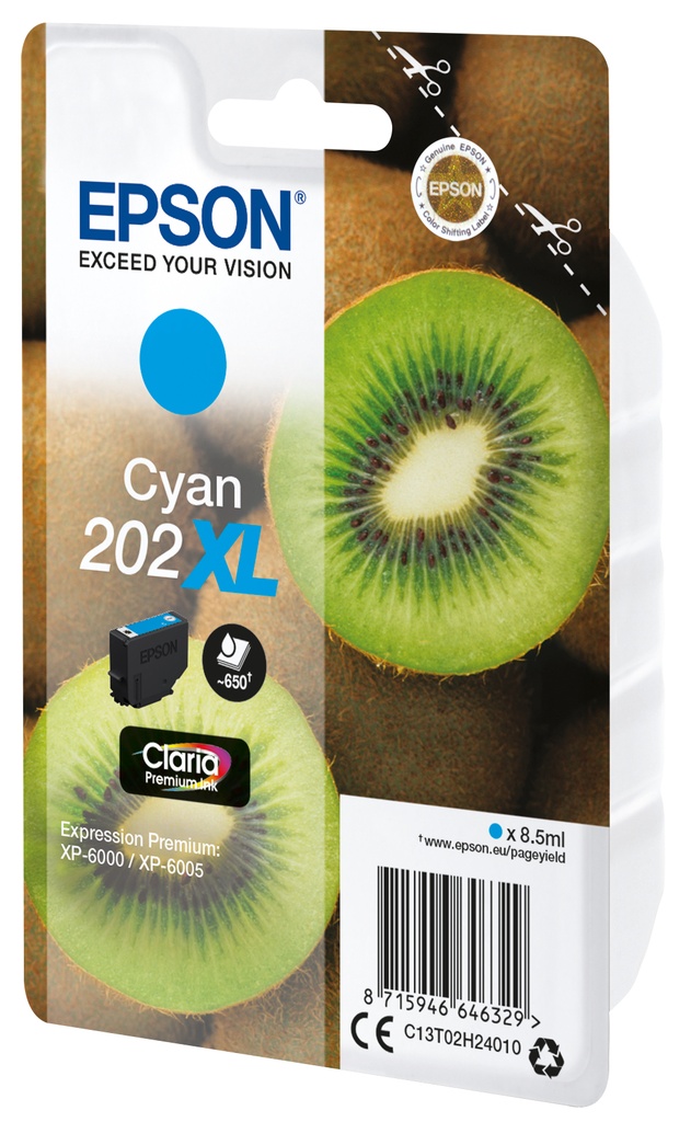 [170015441406] Epson Kiwi Singlepack Cyan 202XL Claria Premium Ink