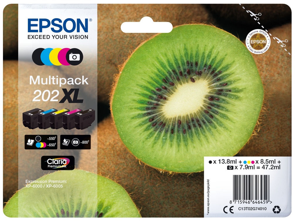 [170015441409] Epson Kiwi Multipack 5-colours 202XL Claria Premium Ink