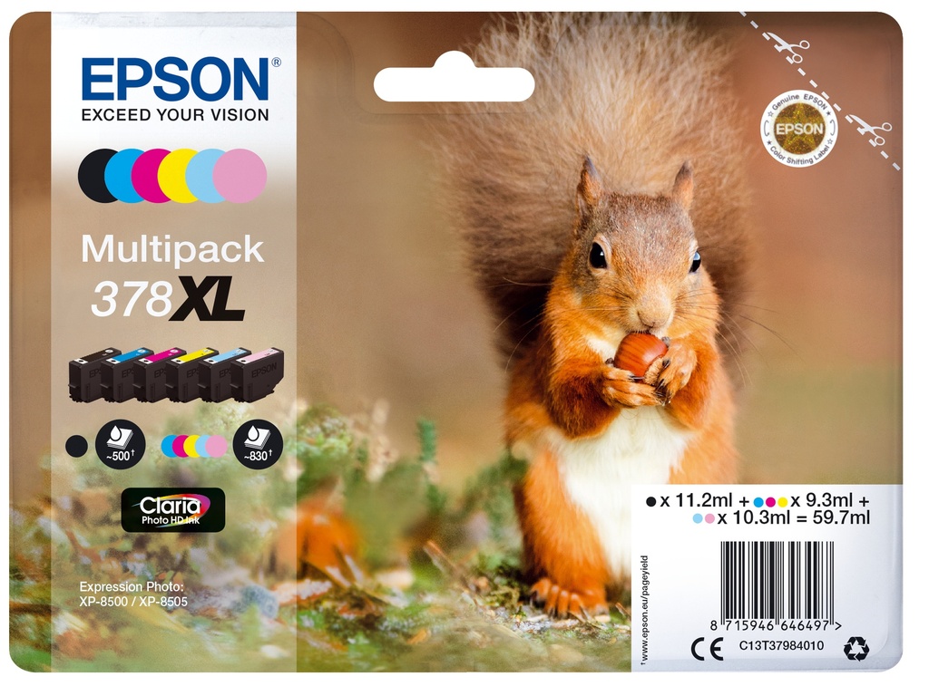 [170015441423] Epson Squirrel Multipack 6-colours 378XL Claria Photo HD Ink