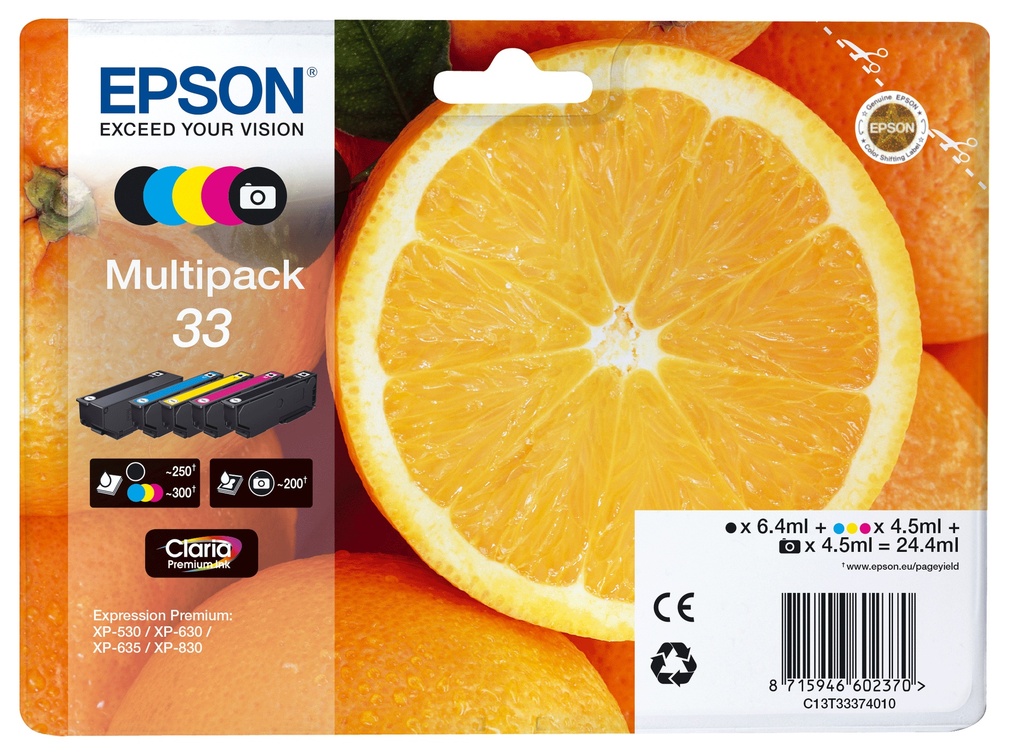 [170015441424] Epson Oranges Multipack 5-colours 33 Claria Premium Ink
