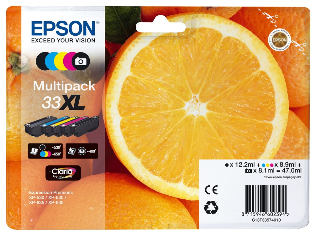 [170015441426] Epson Oranges Multipack 5-colours 33XL Claria Premium Ink