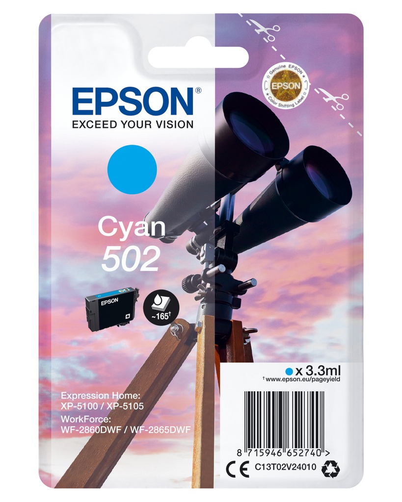 [170015441471] Epson Singlepack Cyan 502 Ink