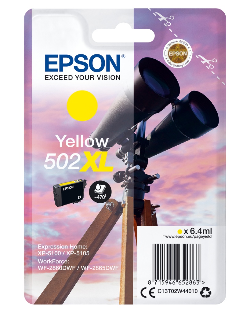[170015441478] Epson Singlepack Yellow 502XL Ink