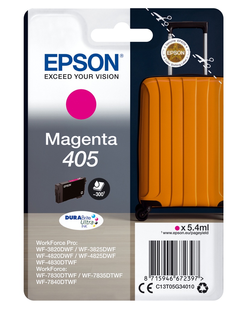 [170015441609] Epson Singlepack Magenta 405 DURABrite Ultra Ink