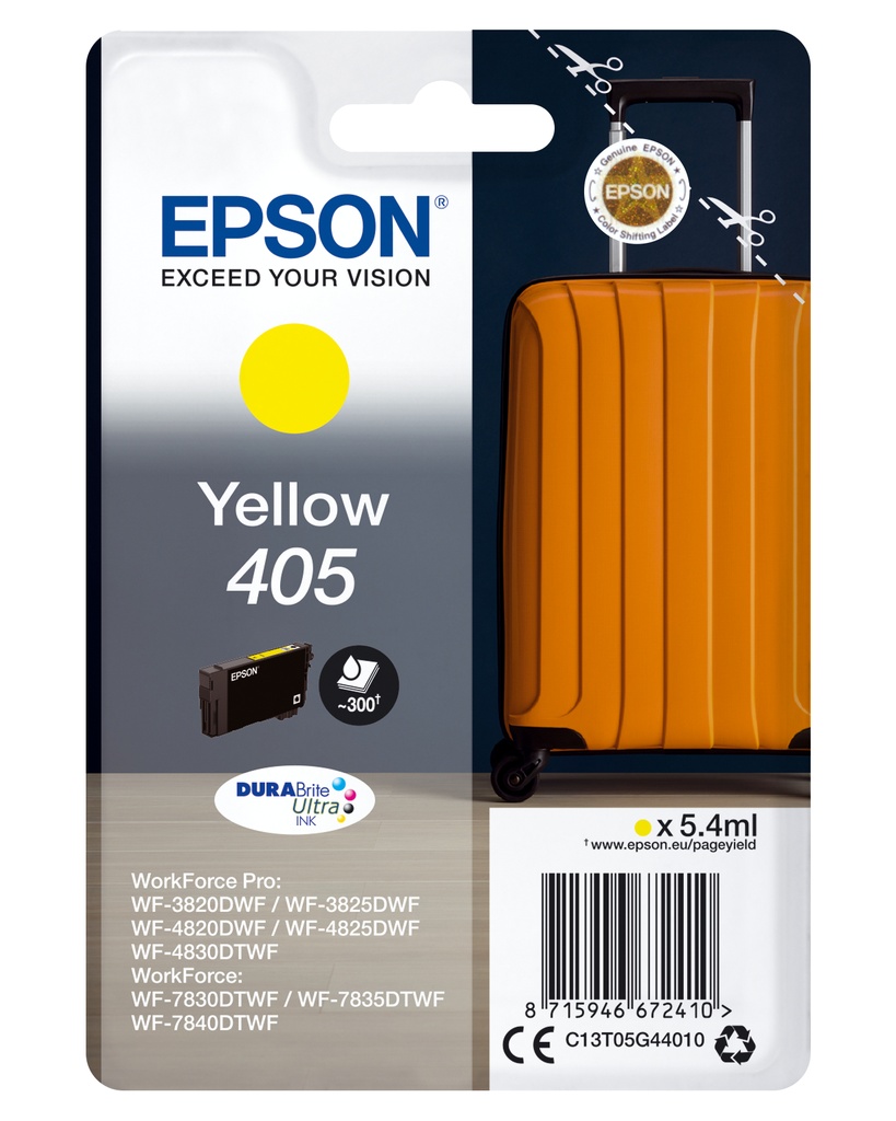 [170015441610] Epson Singlepack Yellow 405 DURABrite Ultra Ink
