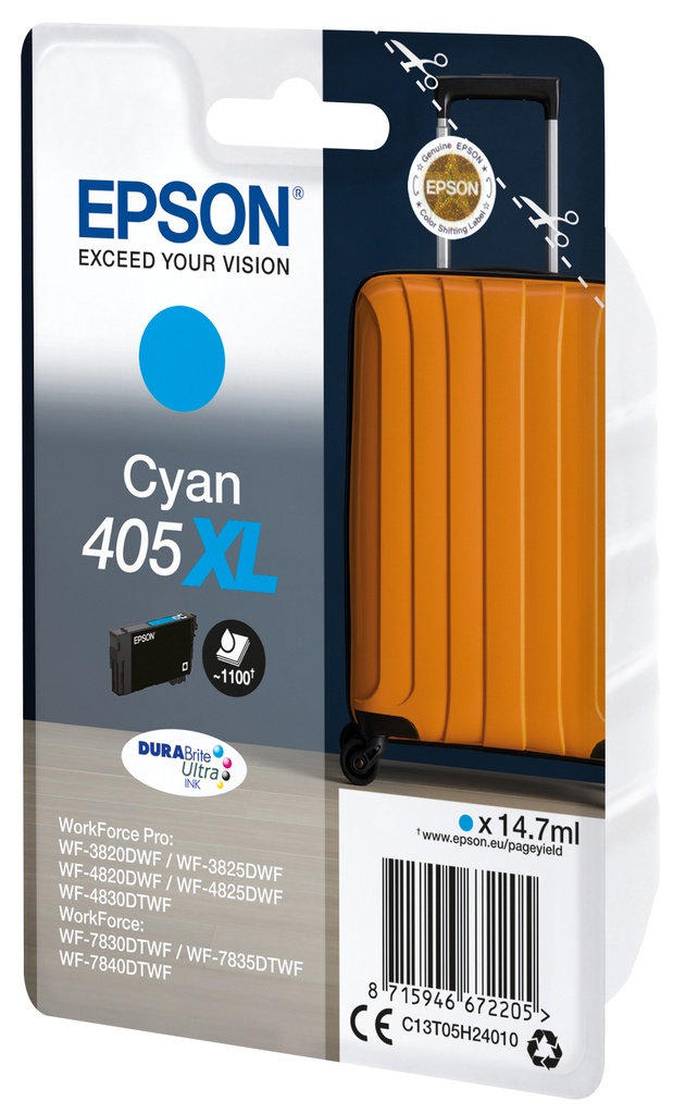 [170015441613] Epson Singlepack Cyan 405XL DURABrite Ultra Ink