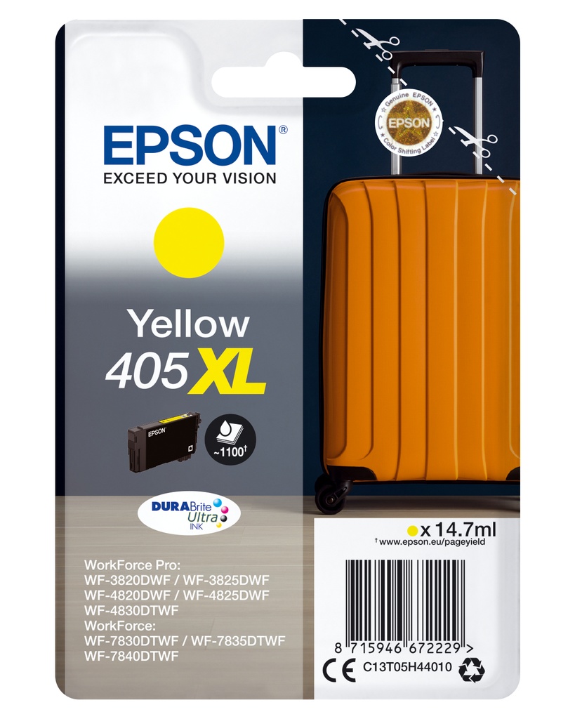 [170015441615] Epson Singlepack Yellow 405XL DURABrite Ultra Ink
