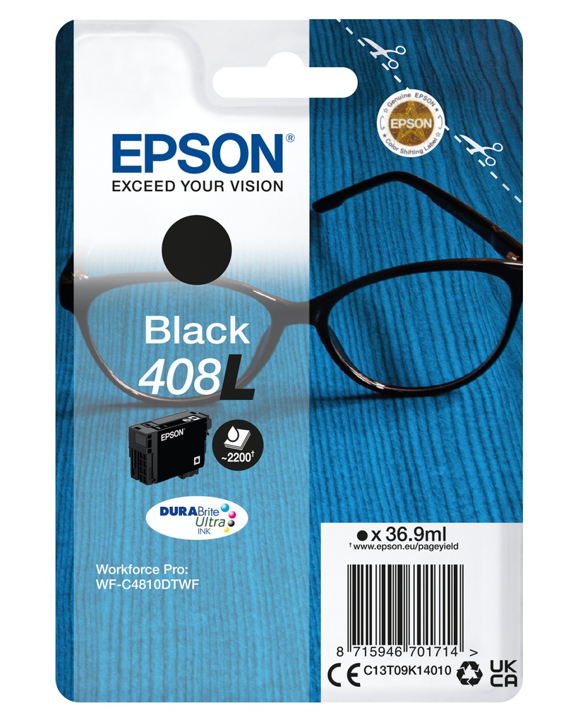 [170015441713] Epson Singlepack Black 408L DURABrite Ultra Ink