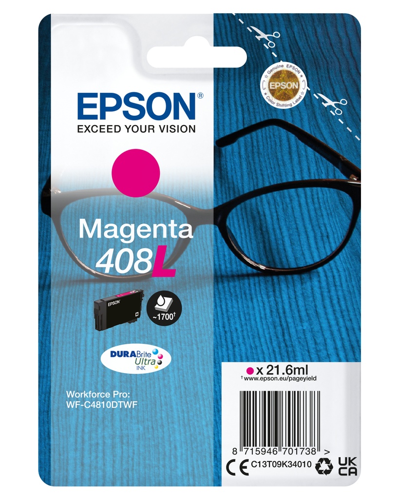 [170015441715] Epson Singlepack Magenta 408L DURABrite Ultra Ink