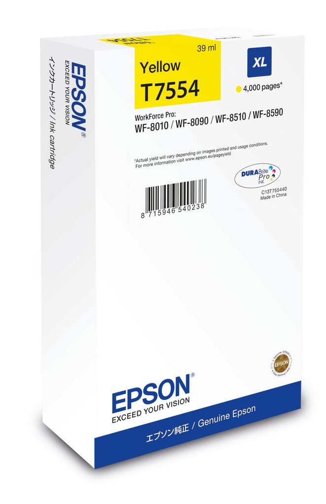 [170015441880] Epson C13T75544N inktcartridge 1 stuk(s) Origineel Hoog (XL) rendement Geel