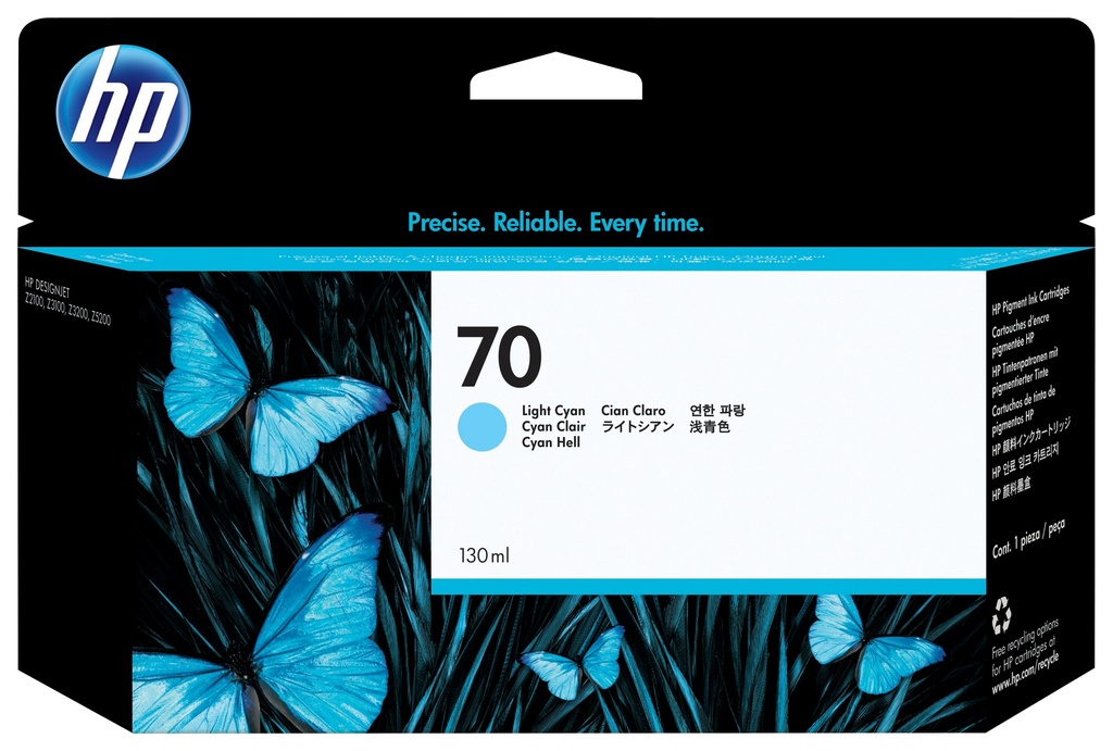 [170025440440] HP 70 licht-cyaan inktcartridge, 130 ml