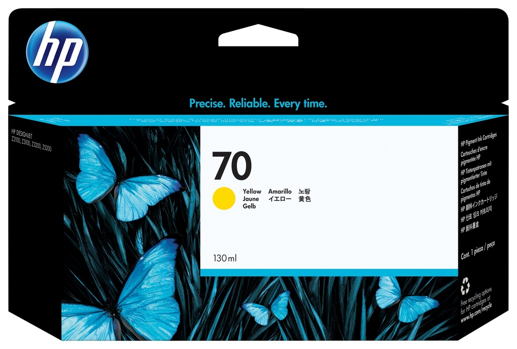 [170025440450] HP 70 gele DesignJet inktcartridge, 130 ml