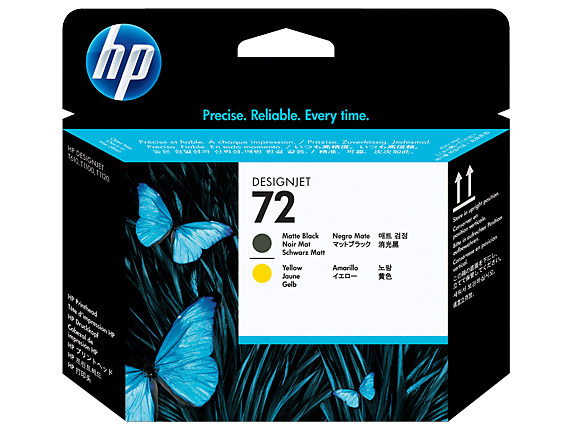 [170025440493] HP 72 Druckkopf schwarz matt und gelb inktcartridge 1 stuk(s) Mat Zwart, Geel
