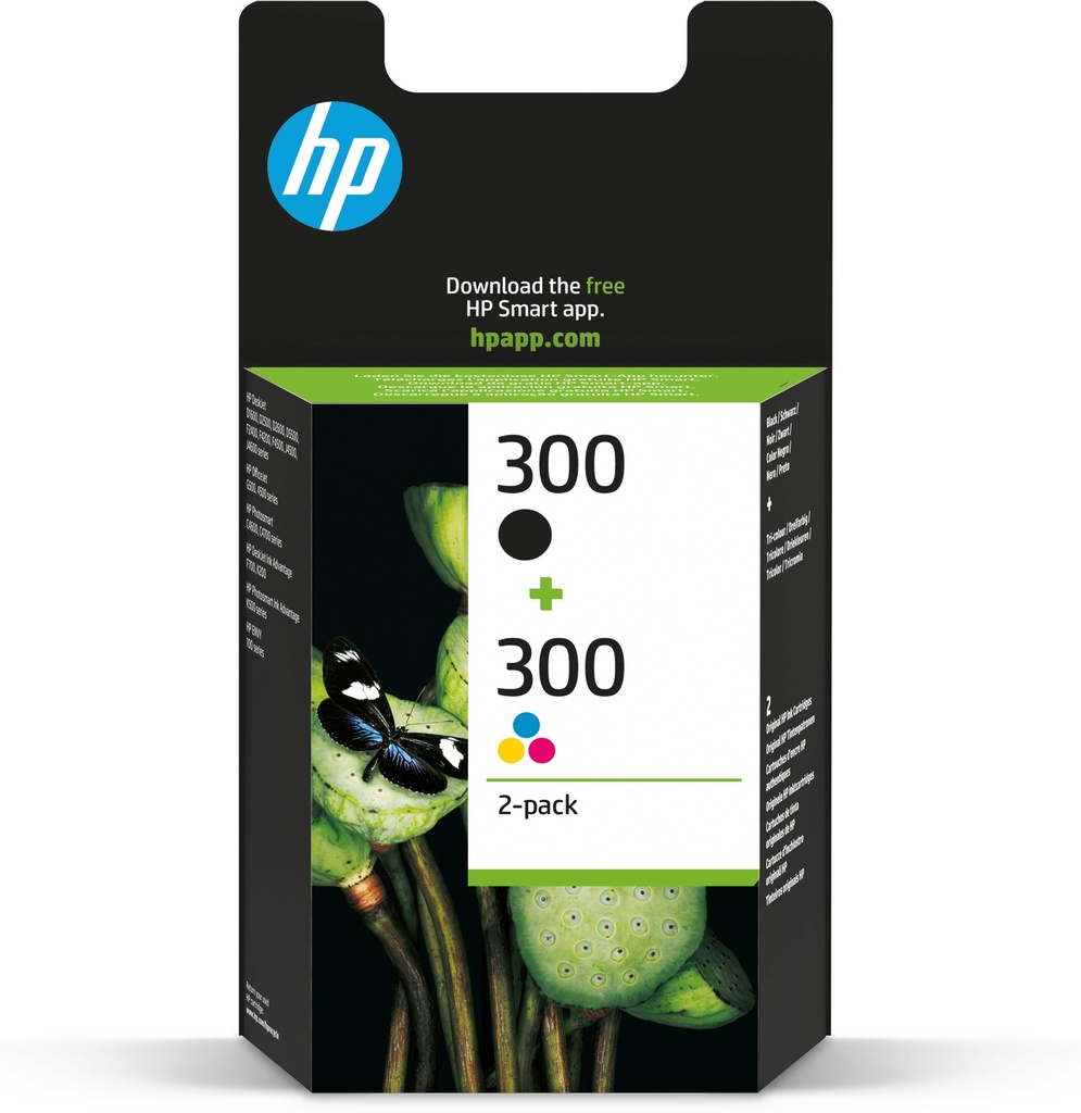 [170025440626] HP 300 originele zwarte/drie-kleuren inktcartridges, 2-pack