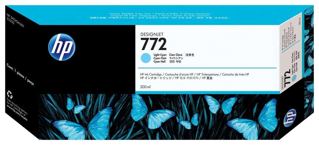 HP 772 licht-cyaan DesignJet inktcartridge, 300 ml
