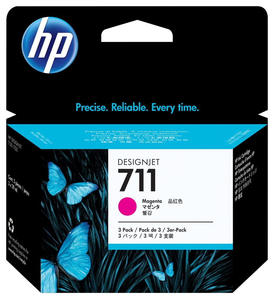 [170025440989] HP 711 magenta DesignJet inktcartridges, 29 ml, 3-pack