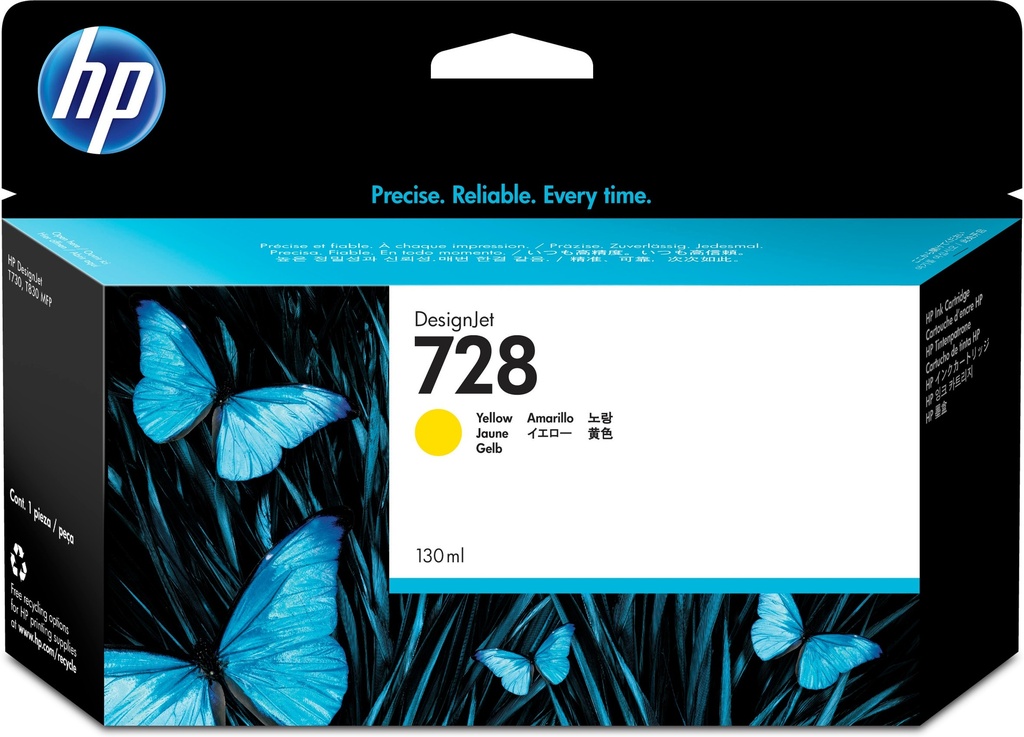 [170025441203] HP 728 gele DesignJet inktcartridge, 130 ml