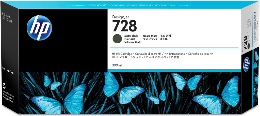 [170025441206] HP 728 matzwarte DesignJet inktcartridge, 300 ml