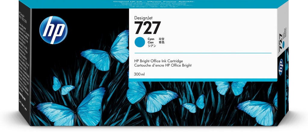 [170025441210] HP 727 cyaan DesignJet inktcartridge, 300 ml