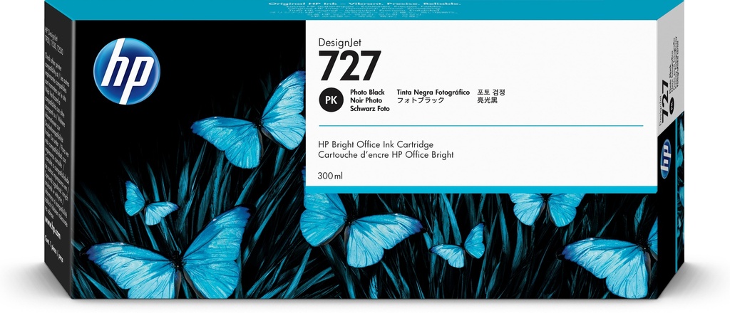 HP 727 zwarte DesignJet fotoinktcartridge, 300 ml