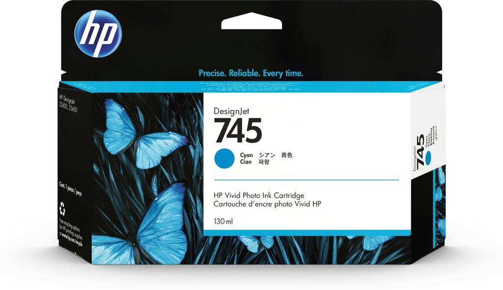 [170025441296] HP 745 cyaan DesignJet inktcartridge, 130 ml
