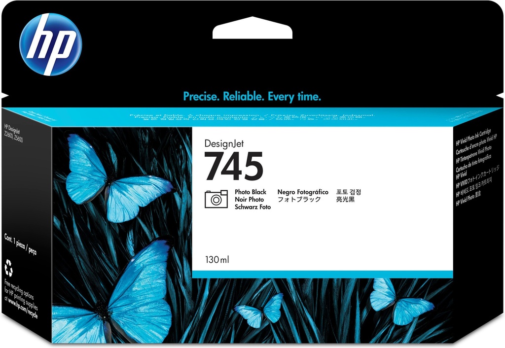 [170025441300] HP 745 zwarte DesignJet fotoinktcartridge, 130 ml