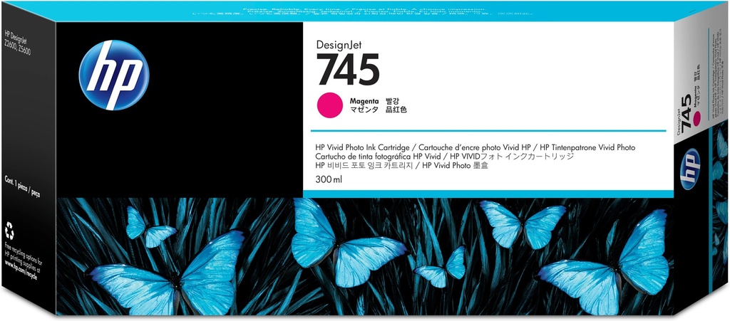 [170025441303] HP 745 magenta DesignJet inktcartridge, 300 ml