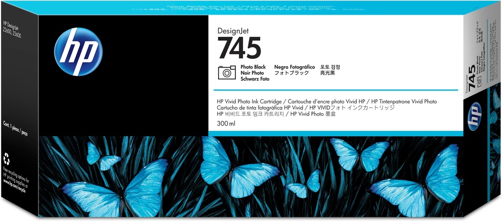 [170025441306] HP 745 zwarte DesignJet fotoinktcartridge, 300 ml