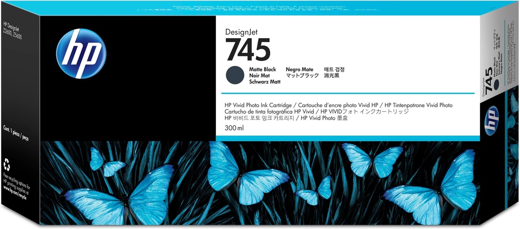 [170025441307] HP 745 matzwarte DesignJet inktcartridge, 300 ml