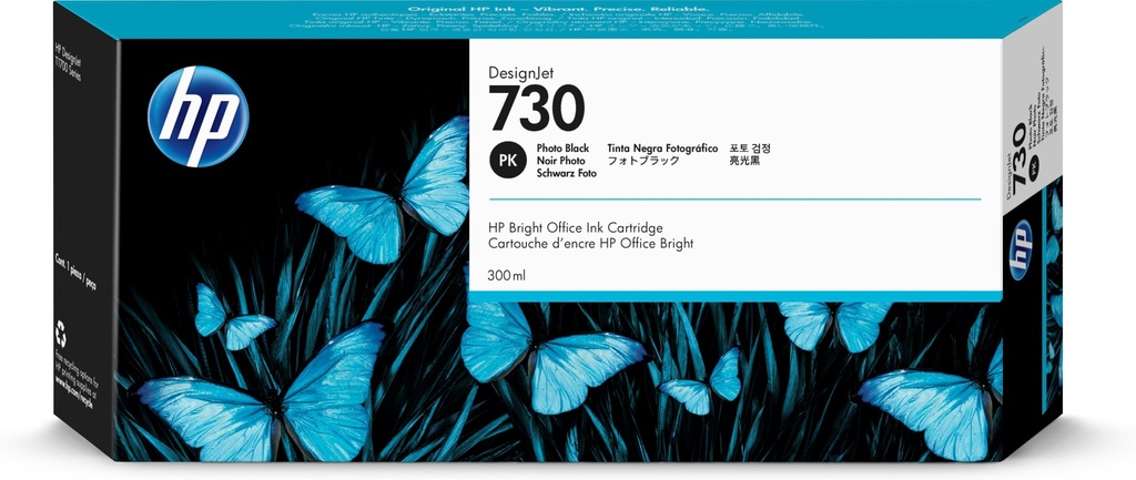 HP 730 zwarte DesignJet fotoinktcartridge, 300 ml