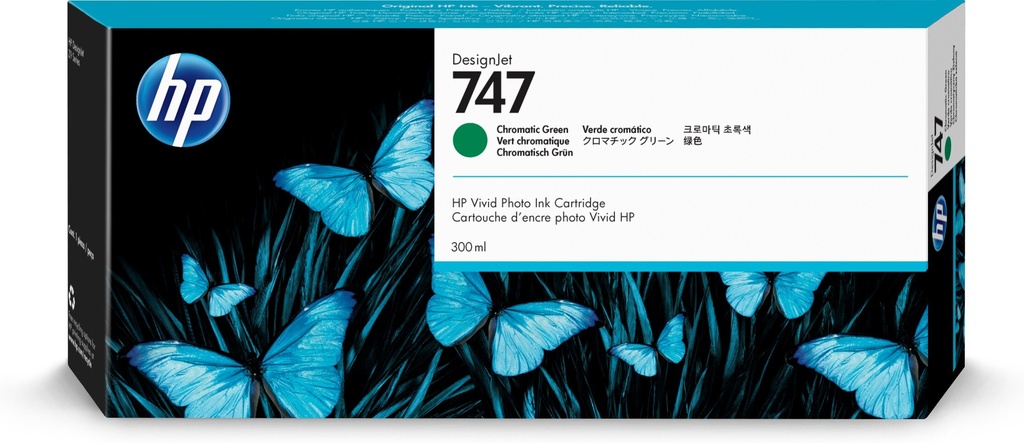 [170025441418] HP 747 chromatisch groene DesignJet inktcartridge, 300 ml