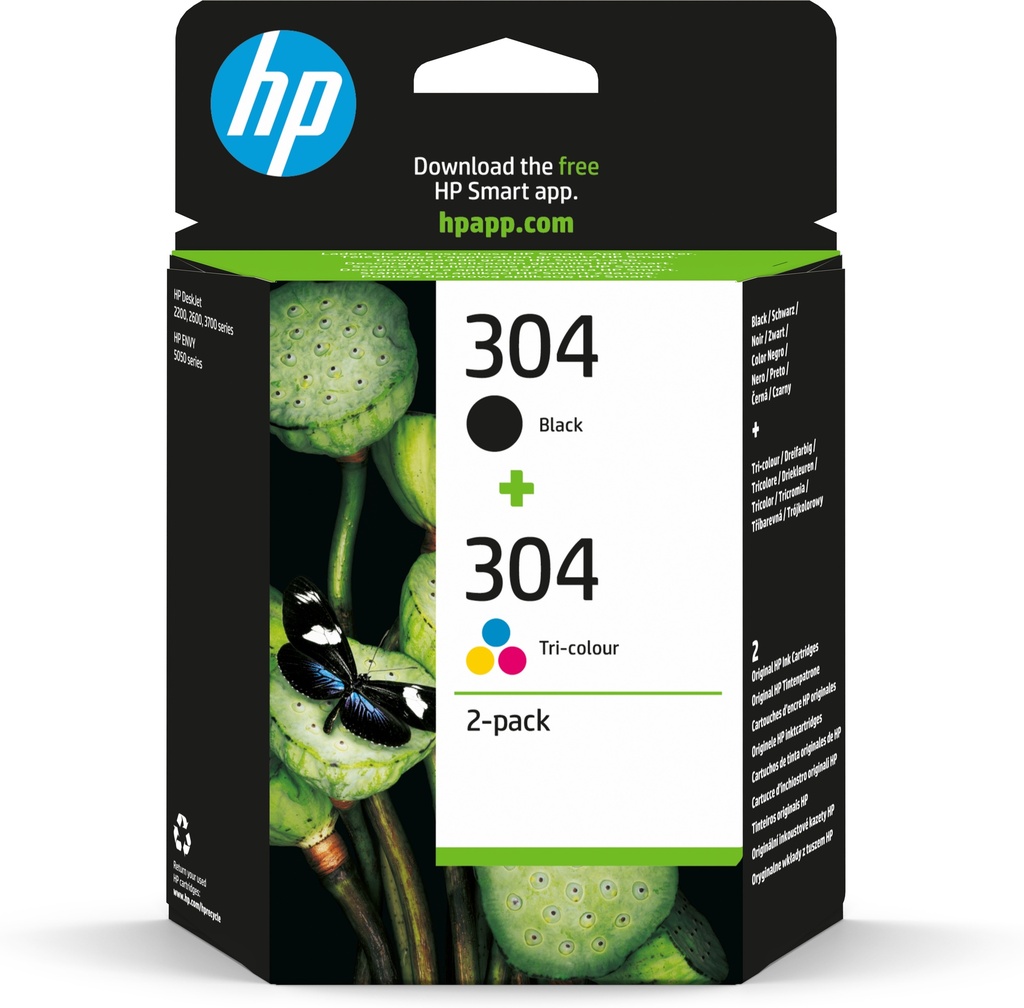 [170025441430] HP 304 originele zwarte/drie-kleuren inktcartridges, 2-pack