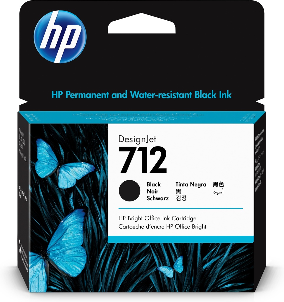 [170025441513] HP 712 80 ml inktcartridge voor DesignJet, zwart