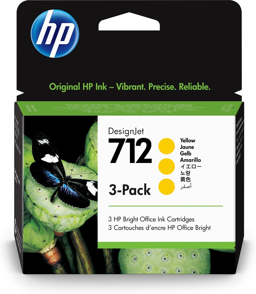 [170025441516] HP 712 29 ml inktcartridge voor DesignJet, geel, 3-pack