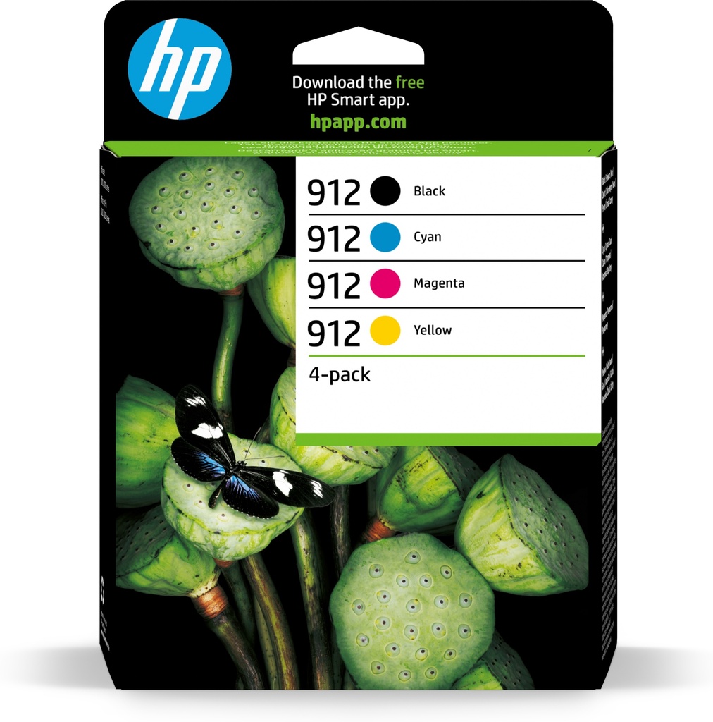 [170025441523] HP 912 4-pack originele inktcartridges, cyaan/magenta/geel