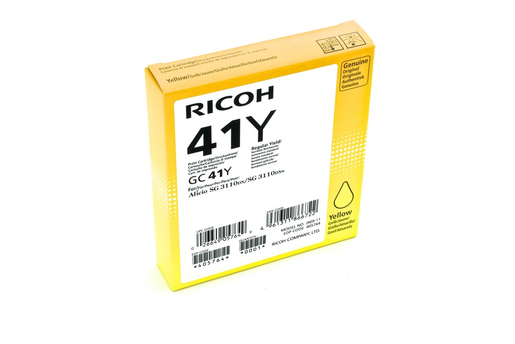 Ricoh 405764 inktcartridge 1 stuk(s) Origineel Normaal rendement Geel
