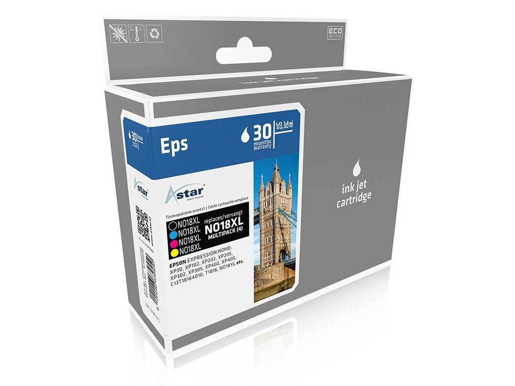 [170085990346] Astar AS46018 inktcartridge Zwart, Cyaan, Magenta, Geel