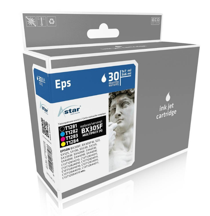 [170085990376] Astar AS46128 inktcartridge Zwart, Cyaan, Magenta, Geel