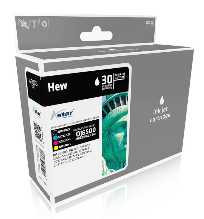 Astar AS46920 inktcartridge Zwart, Cyaan, Magenta, Geel