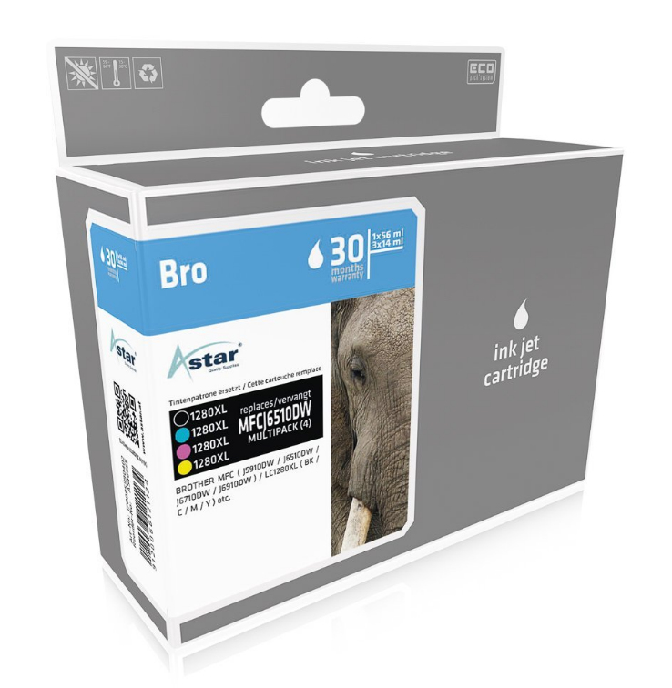 Astar AS46565 inktcartridge Zwart, Cyaan, Magenta, Geel