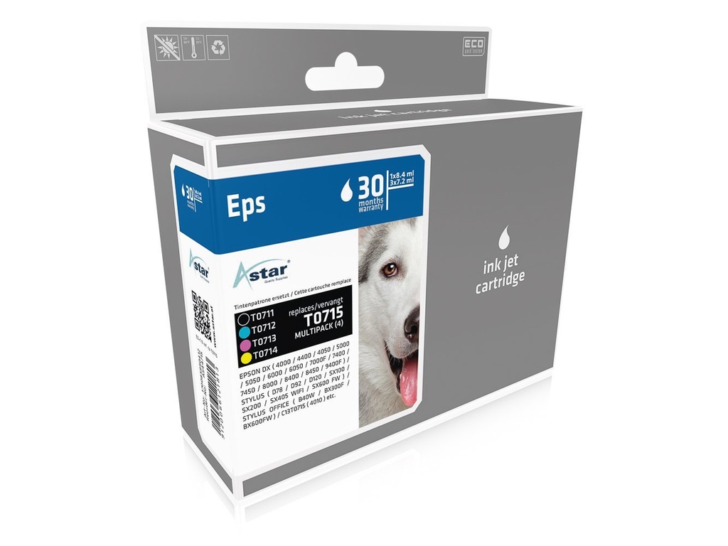 [170085990412] Astar AS44715 inktcartridge Zwart, Cyaan, Magenta, Geel