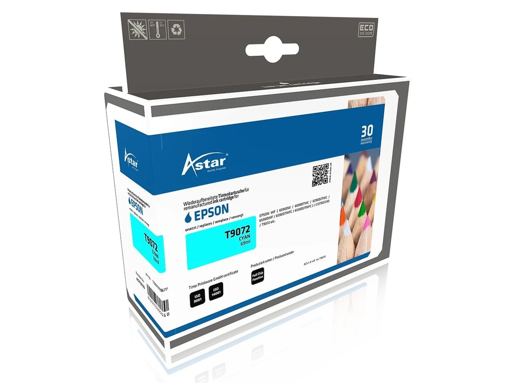 [170085990677] ASTAR AS70696 ASTAR EPSON T9072 WF ink cyan HC