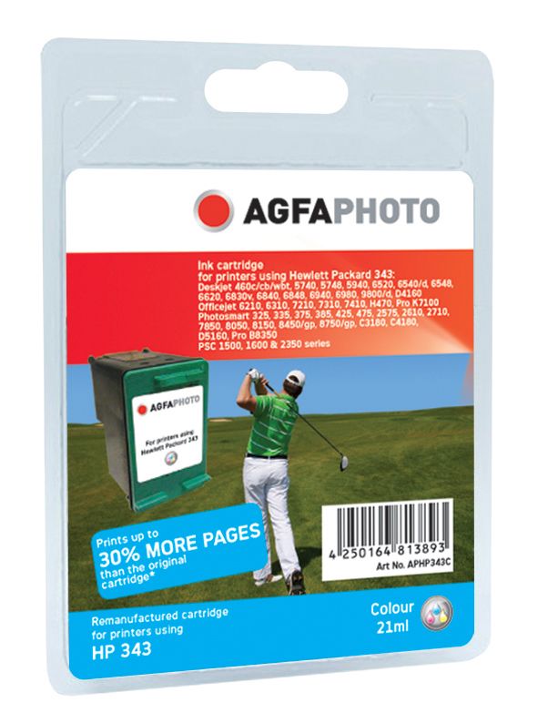 [170570990075] AgfaPhoto APHP343C inktcartridge 1 stuk(s) Cyaan, Magenta, Geel