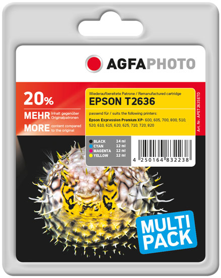 [170570990501] AgfaPhoto APET263SETD inktcartridge 1 stuk(s) Zwart, Cyaan, Magenta, Geel