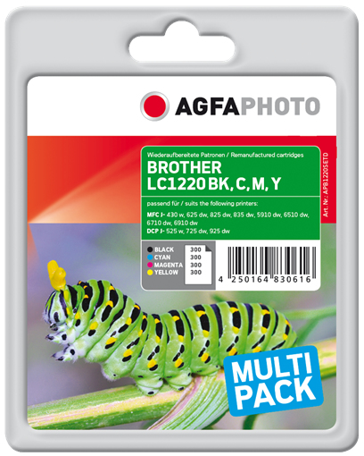 [170570990506] AgfaPhoto APB1220SETD inktcartridge 1 stuk(s) Zwart, Cyaan, Magenta, Geel